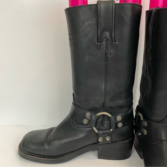 Harley Davidson Riding Boots Women’s 6.5 Black Genuine Leather Moto Biker Strap - Picture 11 of 16